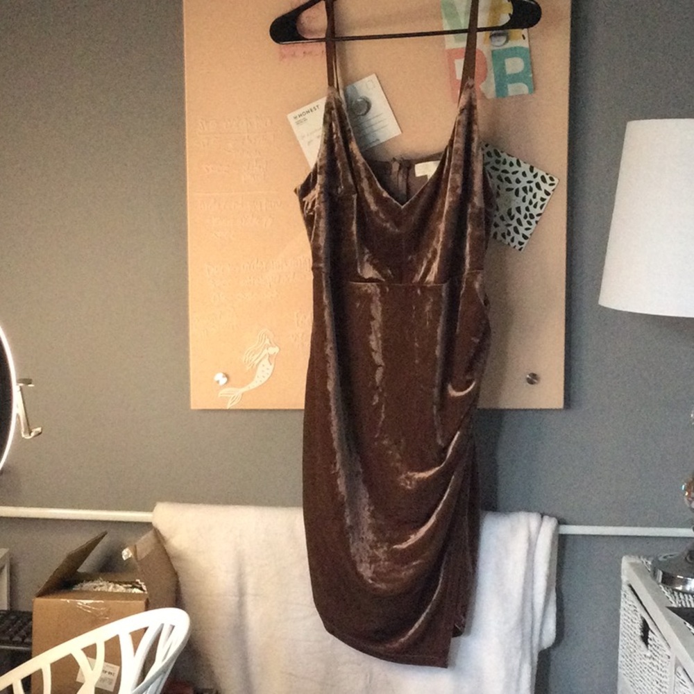 Forever 21 Brown Velvet Faux Wrap Dress 1X